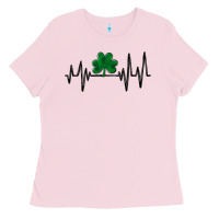 Bubblegum Pink shamrock heartbeat Ladies Tee - MaliasSmallBusiness