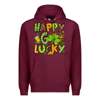 Burgundy St. Patrick's Happy go lucky Premium Hoodie - OliviaCreatesArt
