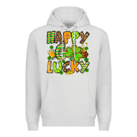 Dove Grey St. Patrick's Happy go lucky Premium Hoodie - OliviaCreatesArt