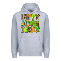 Heather Grey St. Patrick's Happy go lucky Premium Hoodie - OliviaCreatesArt