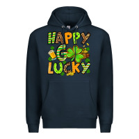 Navy St. Patrick's Happy go lucky Premium Hoodie - OliviaCreatesArt