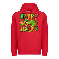 Red St. Patrick's Happy go lucky Premium Hoodie - OliviaCreatesArt