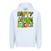 White St. Patrick's Happy go lucky Premium Hoodie - OliviaCreatesArt