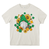 Cream st patrick's day shamrock sunflowers gnome Heavy Core Tee - MaliasSmallBusiness