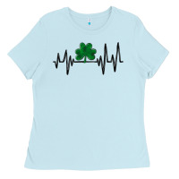 Baby Blue shamrock heartbeat Ladies Tee - MaliasSmallBusiness