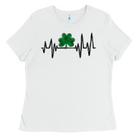 White shamrock heartbeat Ladies Tee - MaliasSmallBusiness