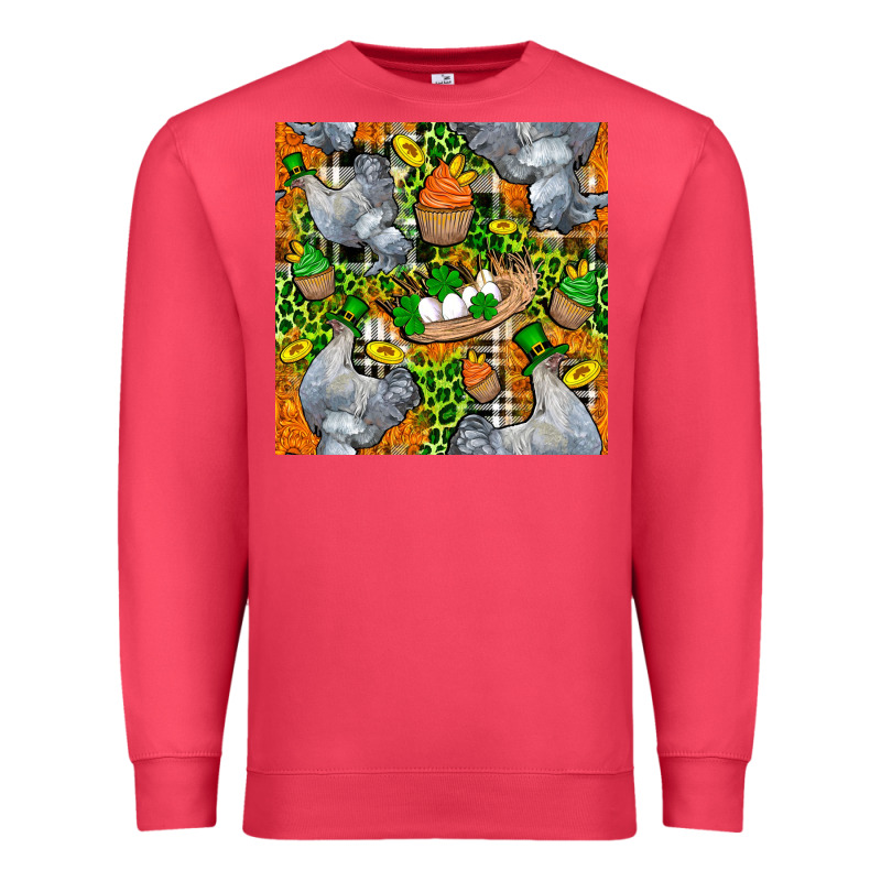 St. Patricks Chicken With Cupcake Leopard Premium Sweatshirt by FaDigitalArtStudio | Teevron