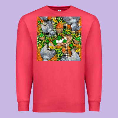 St. Patricks Chicken With Cupcake Leopard Premium Sweatshirt Designed By Fadigitalartstudio