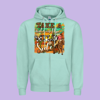 Take A Ride On The Wild Side Zipper Hoodie Designed By Oliviacreatesart