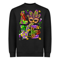 Black Mardi Gras love Heavyweight Sweatshirt - HowdyJamesFarm