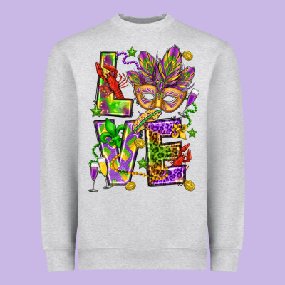 Mardi Gras Love Heavyweight Sweatshirt Designed By Howdyjamesfarm
