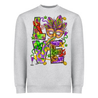 Heather Grey Mardi Gras love Heavyweight Sweatshirt - HowdyJamesFarm
