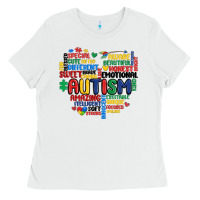 White autism heart Ladies Tee - MaliasSmallBusiness