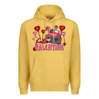 Antique Gold Hello Valentine Valentine's Day truck Premium Hoodie - FaDigitalArtStudio