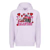 Lilac Hello Valentine Valentine's Day truck Premium Hoodie - FaDigitalArtStudio
