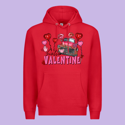 Hello Valentine Valentine's Day Truck Premium Hoodie Designed By Fadigitalartstudio