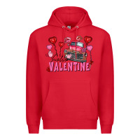 Red Hello Valentine Valentine's Day truck Premium Hoodie - FaDigitalArtStudio