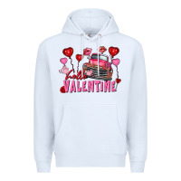 White Hello Valentine Valentine's Day truck Premium Hoodie - FaDigitalArtStudio