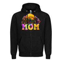 Black softball mom Zipper Hoodie - OliviaCreatesArt