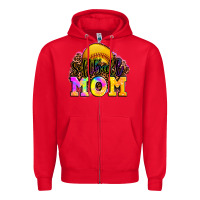 Red softball mom Zipper Hoodie - OliviaCreatesArt