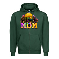 Sports Green softball mom Zipper Hoodie - OliviaCreatesArt