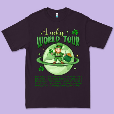 Lucky World Tour St. Patricks Day Premium Tee Designed By Maliassmallbusiness
