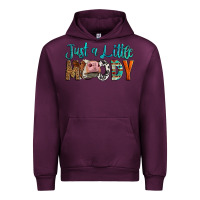 Mauve Wine Western Just A Little Moody Cow Urban Hoodie - LillyAllenDesigns