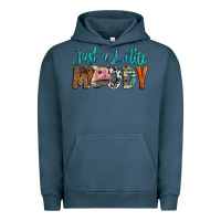 Pigment Midnight Navy Western Just A Little Moody Cow Urban Hoodie - LillyAllenDesigns