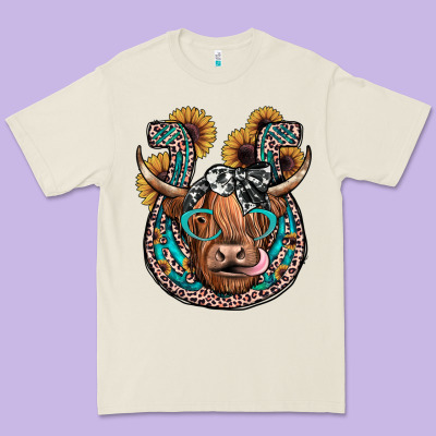 Highland Cow Horseshoe Premium Tee Designed By Jahusdesignshop