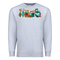 Heather Grey Winter Coffee Cups Premium Sweatshirt - FaDigitalArtStudio