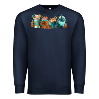 Navy Winter Coffee Cups Premium Sweatshirt - FaDigitalArtStudio