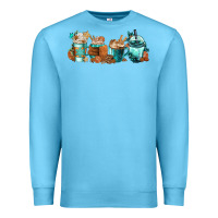 Ocean Blue Winter Coffee Cups Premium Sweatshirt - FaDigitalArtStudio