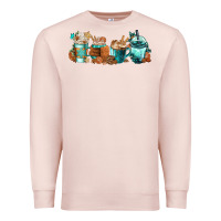 Pale Pink Winter Coffee Cups Premium Sweatshirt - FaDigitalArtStudio