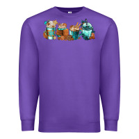 Purple Winter Coffee Cups Premium Sweatshirt - FaDigitalArtStudio