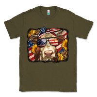 Army Green Western 4th Of July Cow Background Classic Tee - LillyAllenDesigns