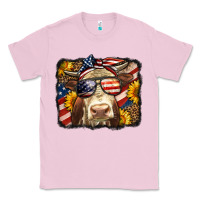 Bubblegum Pink Western 4th Of July Cow Background Classic Tee - LillyAllenDesigns