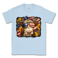 Dusty Blue Western 4th Of July Cow Background Classic Tee - LillyAllenDesigns