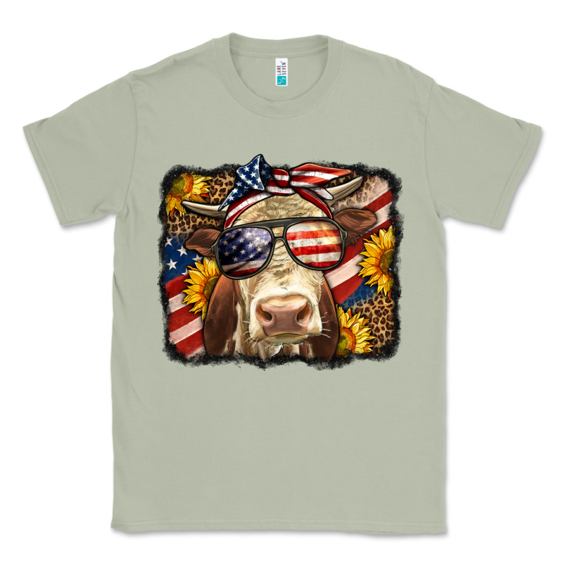 Western 4th Of July Cow Background Classic Tee by LillyAllenDesigns | Teevron