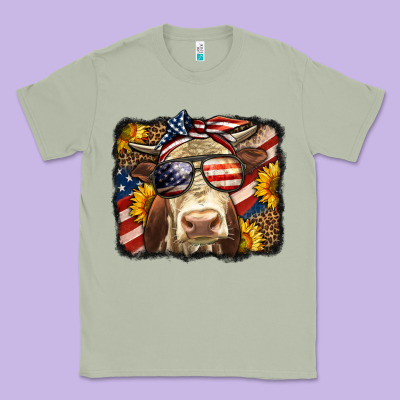 Western 4th Of July Cow Background Classic Tee Designed By Lillyallendesigns
