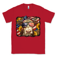 Red Western 4th Of July Cow Background Classic Tee - LillyAllenDesigns
