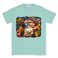 Seafoam Western 4th Of July Cow Background Classic Tee - LillyAllenDesigns