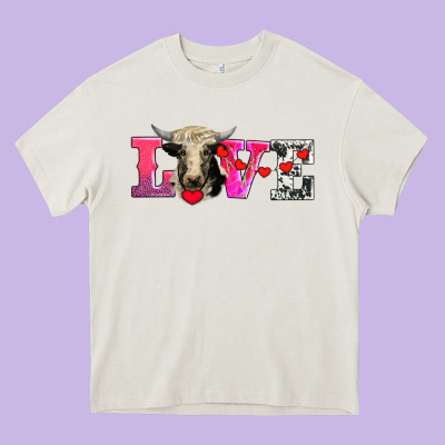 Love With Holstein Cow Heavy Core Tee Designed By Adodesignshop