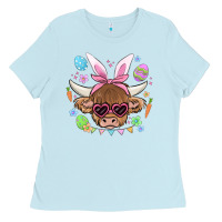 Baby Blue easter cow Ladies Tee - MaliasSmallBusiness