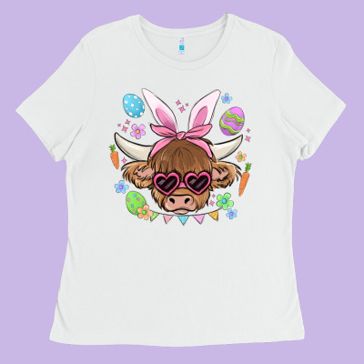 Easter Cow Ladies Tee Designed By Maliassmallbusiness