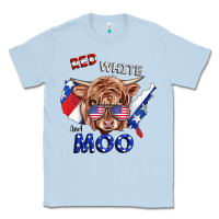 Dusty Blue Red White And Moo Cow Classic Tee - RanaPortraitStore
