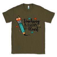 Army Green teaching i̇s a work of heart Classic Tee - JahusDesignShop