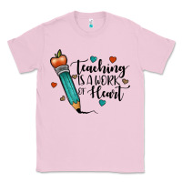Bubblegum Pink teaching i̇s a work of heart Classic Tee - JahusDesignShop