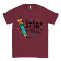 Burgundy teaching i̇s a work of heart Classic Tee - JahusDesignShop