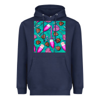 Navy valentines day champagne and strawberry Heavyweight Hoodie - BundleAndBundleShop