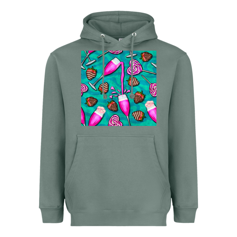Valentines Day Champagne And Strawberry Heavyweight Hoodie by BundleAndBundleShop | Teevron
